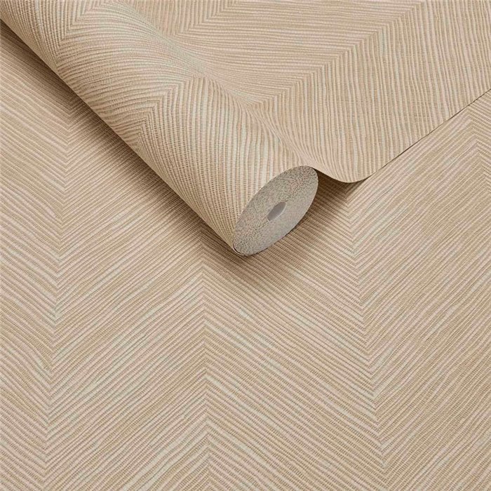 Papel pintado de patrón chevron beige arena · Eijffinger Calm Crafted 363234