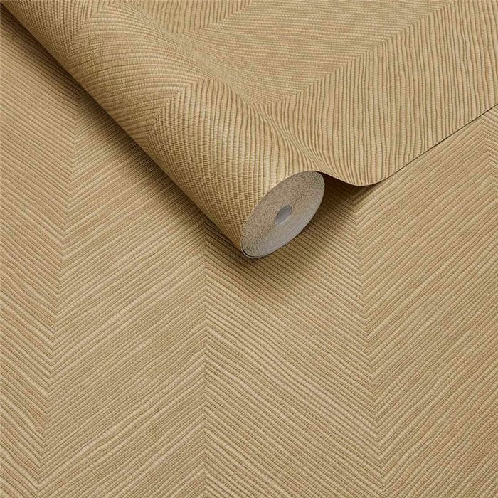 Moderne Tapete Geometrisches Chevron-Muster Sandbeige · Eijffinger Calm Crafted 363237