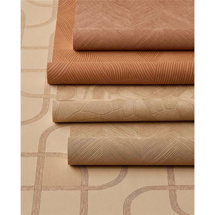 Papier peint géométrique zigzag beige sable · Eijffinger Calm Crafted 363238