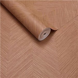 Papier peint à chevrons lignés marron cuivré
