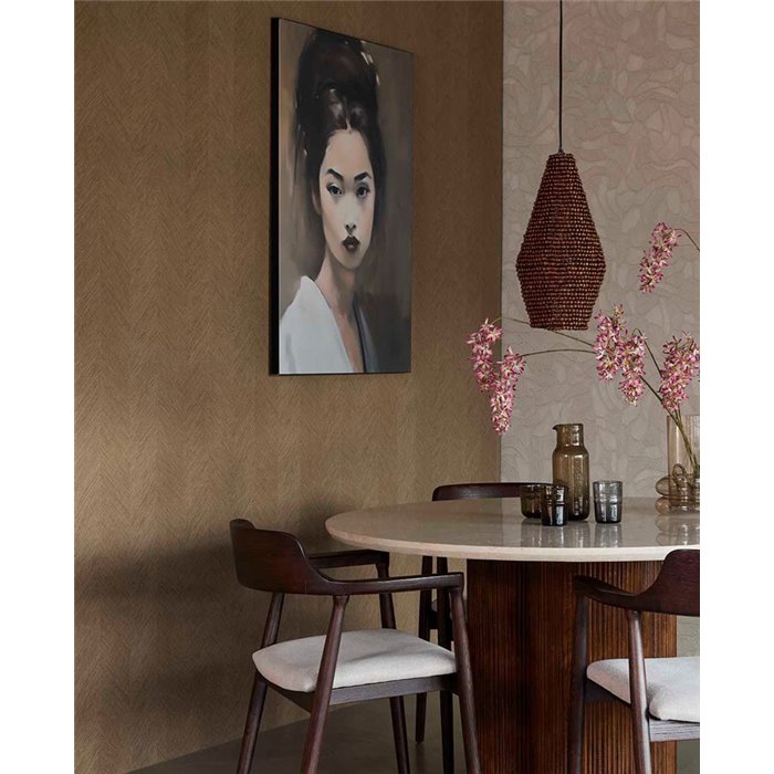 Papel pintado geométrico de chevron en marrón tierra · Eijffinger Calm Crafted 363240