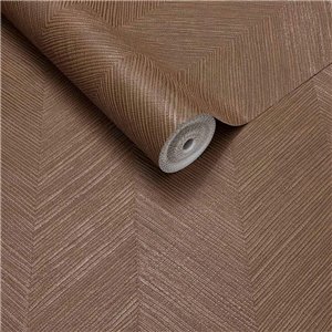 Papier peint motif chevrons brun cuivré