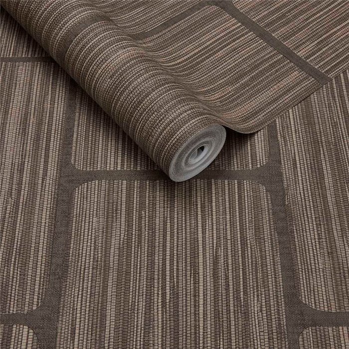 Papier peint géométrique à rayures marron foncé · Eijffinger Calm Crafted 363250