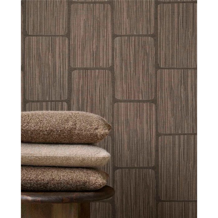 Tapete Geometrische Streifen in Dunkelbraun · Eijffinger Calm Crafted 363250