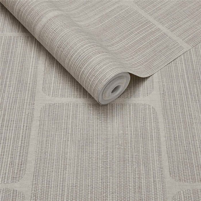 Papel pintado moderno geométrico blanco roto · Eijffinger Calm Crafted 363252