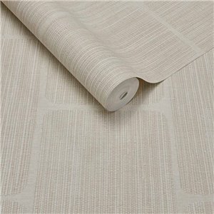 Papel pintado geométrico efecto cestería blanco crema