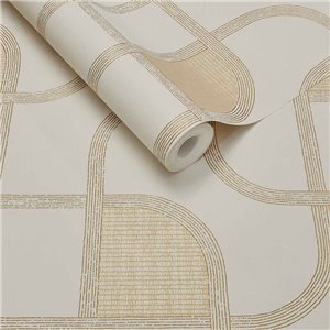 Modern Geometric Intertwined Lines Wallpaper Cream and Gold