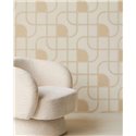 Modern Geometric Intertwined Lines Wallpaper Cream and Gold · Eijffinger Calm Crafted 363260