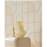 Papel pintado moderno geométrico de líneas entrelazadas blanco crema y dorado · Eijffinger Calm Crafted 363260
