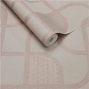 Papel pintado moderno geométrico de líneas curvas cobre