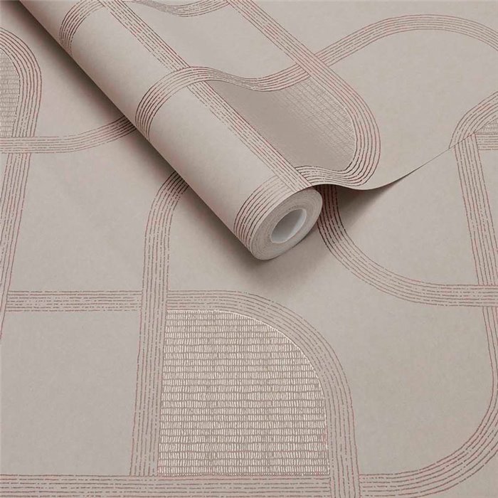 Modern Geometric Curved Lines Copper Wallpaper · Eijffinger Calm Crafted 363261