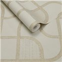 Tapete Modern Geometrisches Kurvenmuster Creme Und Gold · Eijffinger Calm Crafted 363262