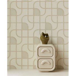 Wallpaper Modern Geometric Curved Pattern Cream And Gold 2