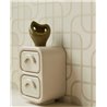 Papel pintado moderno geometrico de curvas blanco crudo y dorado · Eijffinger Calm Crafted 363262