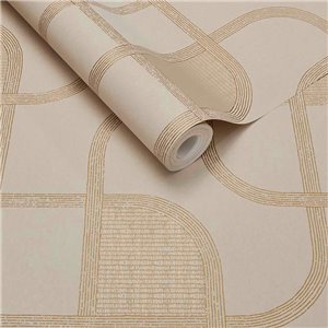 Wallpaper Modern Geometric In Cream White And Gold