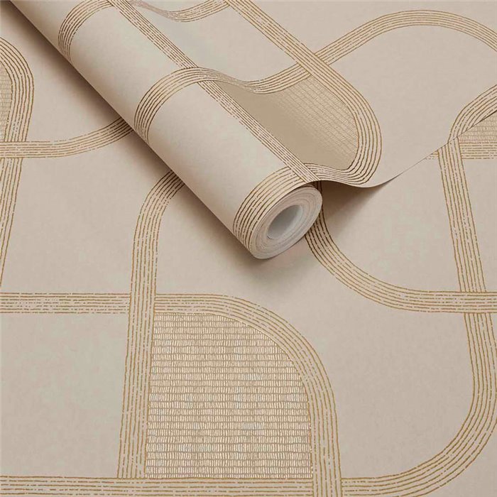Wallpaper Modern Geometric In Cream White And Gold · Eijffinger Calm Crafted 363263