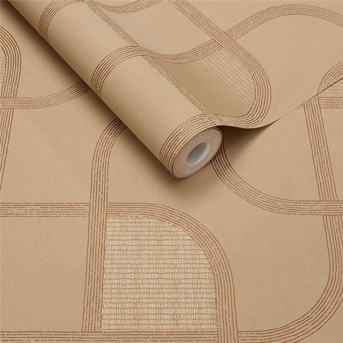 Wallpaper Modern Geometric Arches Sand Beige · Eijffinger Calm Crafted 363264