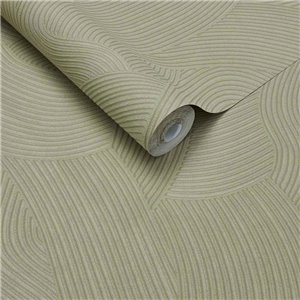 Papier peint moderne géométrique à lignes courbes vert olive