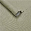 Papier peint moderne géométrique à lignes courbes vert olive · Eijffinger Calm Crafted 363270