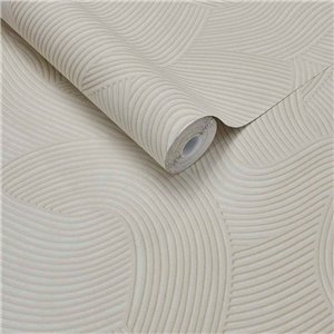 Wallpaper with Wavy Lines Cream White