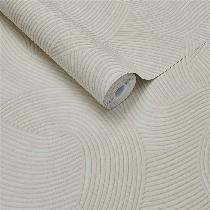 Wallpaper with Wavy Lines Cream White · Eijffinger Calm Crafted 363271