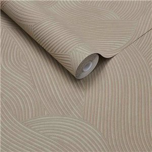 Papel pintado de ondas en beige sutil