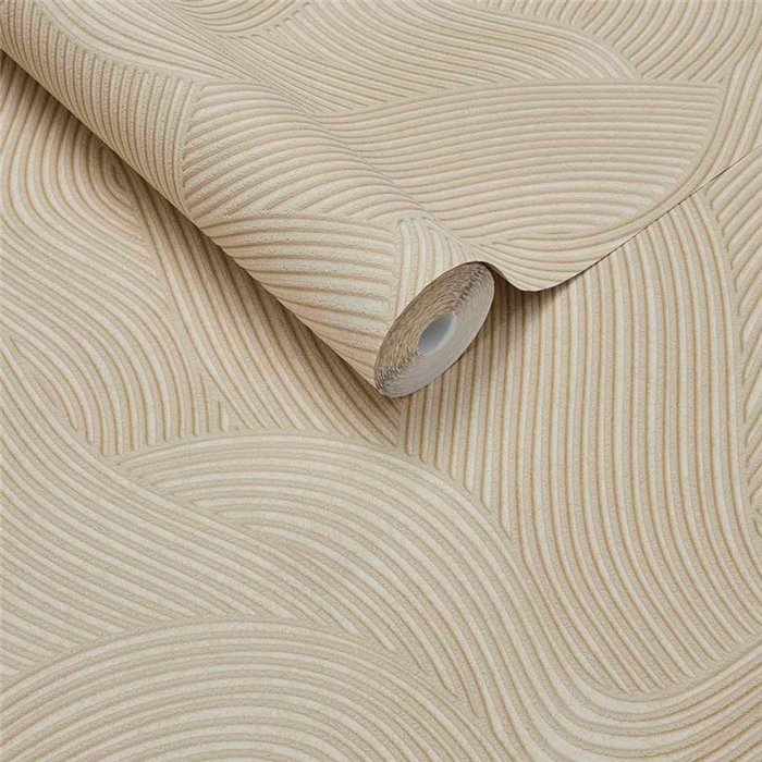 Wallpaper Minimalist Curved Lines Cream White · Eijffinger Calm Crafted 363273