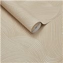 Papier peint minimaliste lignes courbes blanc crème · Eijffinger Calm Crafted 363273