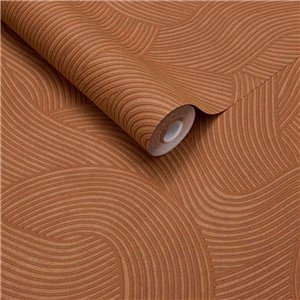 Papel pintado moderno de ondas terracota