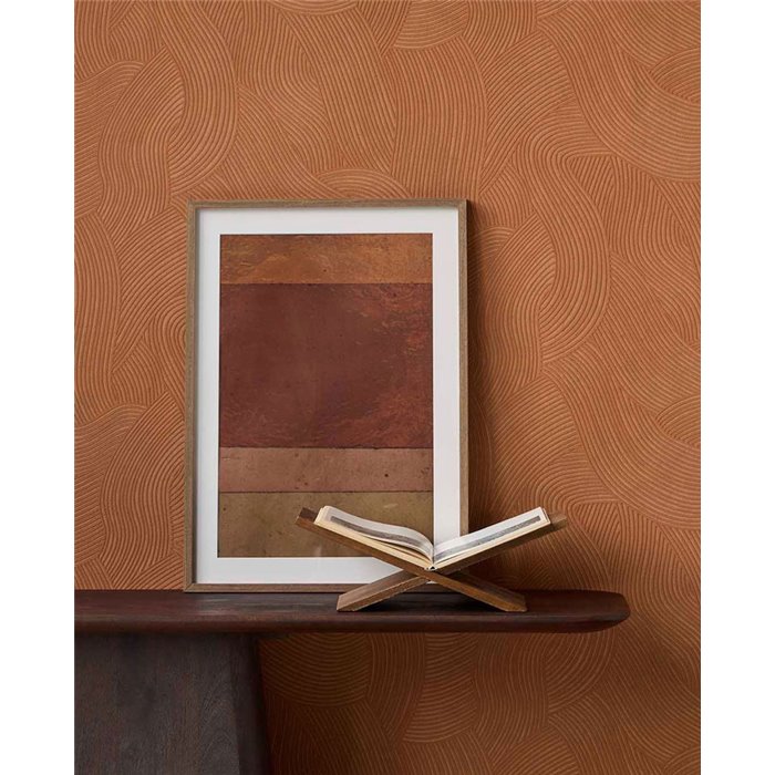 Papel pintado moderno de ondas terracota · Eijffinger Calm Crafted 363275