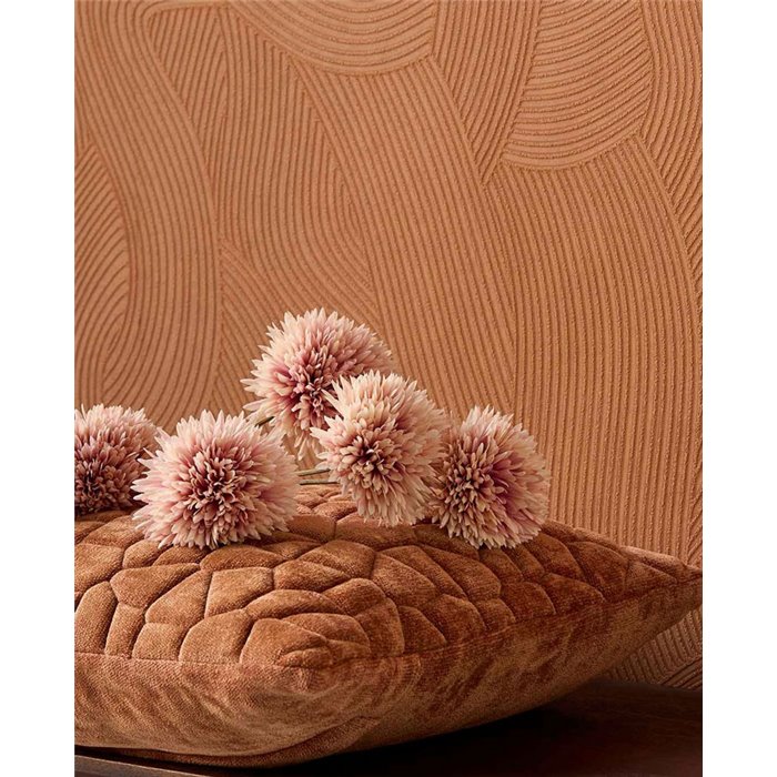 Papier peint moderne à ondes couleur terre cuite · Eijffinger Calm Crafted 363275