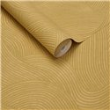 Papier peint moderne à lignes ondulées jaune ocre · Eijffinger Calm Crafted 363276