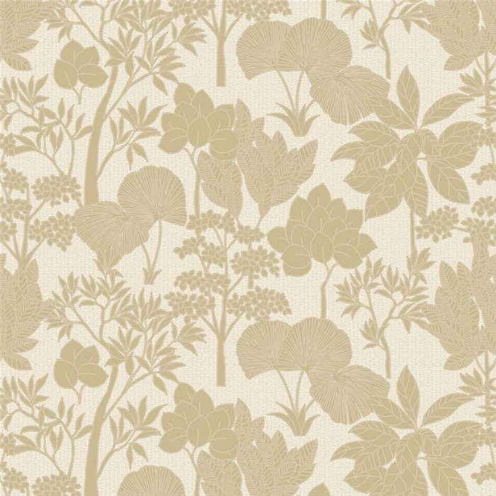 Botanische Beige- und Weißblatt-Tapete · Casamance Tressora 76900100