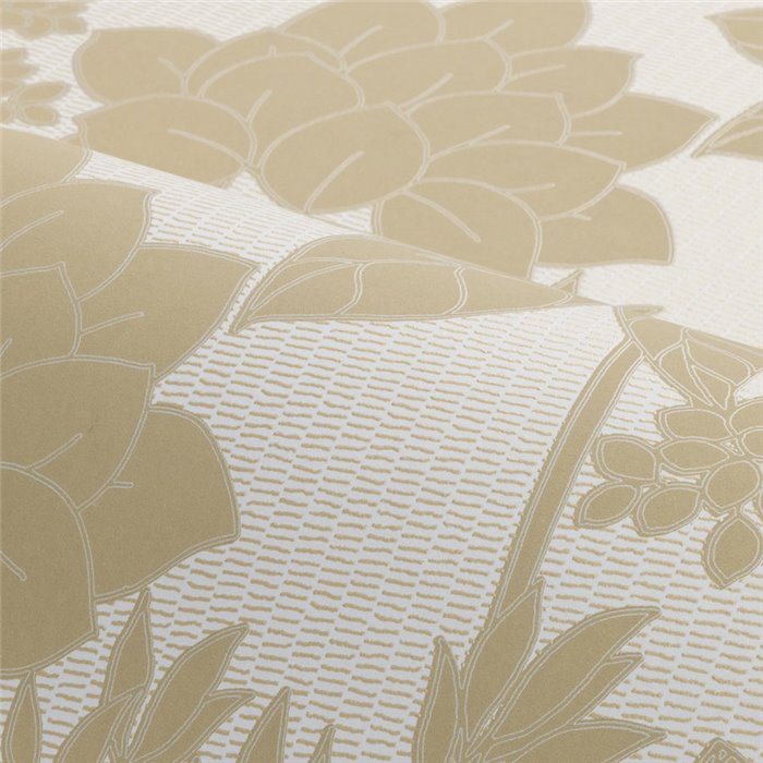 Botanical Beige and White Leaf Wallpaper · Casamance Tressora 76900100