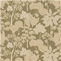 Papier peint botanique feuilles et arbres vert kaki · Casamance Tressora 76900202