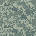 Papier peint botanique à feuilles vert clair et détails dorés · Casamance Tressora 76900304