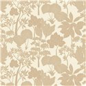 Papier peint botanique feuilles et fleurs beige sur blanc crème · Casamance Tressora 76900406