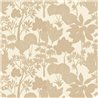Papier peint botanique feuilles et fleurs beige sur blanc crème