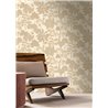Papier peint botanique feuilles et fleurs beige sur blanc crème · Casamance Tressora 76900406