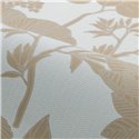 Papier peint botanique feuilles et fleurs beige sur blanc crème · Casamance Tressora 76900406