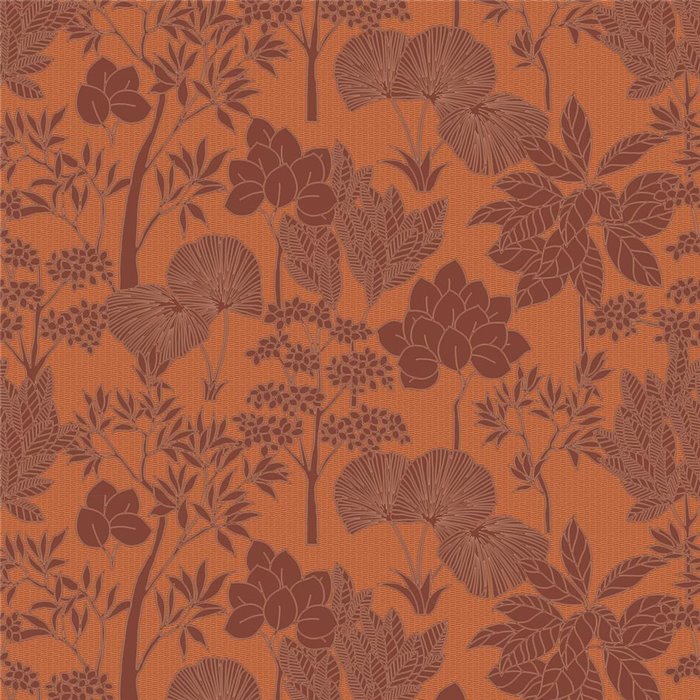 Wallpaper Botanical Floral and Leaf Orange and Brown · Casamance Tressora 76900814