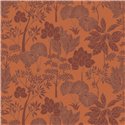 Papel pintado botánico de flores y hojas naranja y marrón · Casamance Tressora 76900814