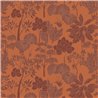 Tapete Botanisches Blumen- und Blättermuster Orange und Braun