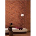 Papier peint botanique à fleurs et feuilles orange et marron · Casamance Tressora 76900814