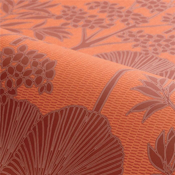 Wallpaper Botanical Floral and Leaf Orange and Brown · Casamance Tressora 76900814