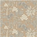 Botanical wallpaper of beige and white plants and flowers · Casamance Tressora 76902650