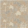 Botanical wallpaper of beige and white plants and flowers