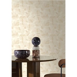 Papel pintado de hojas botánicas blanco y dorado 2