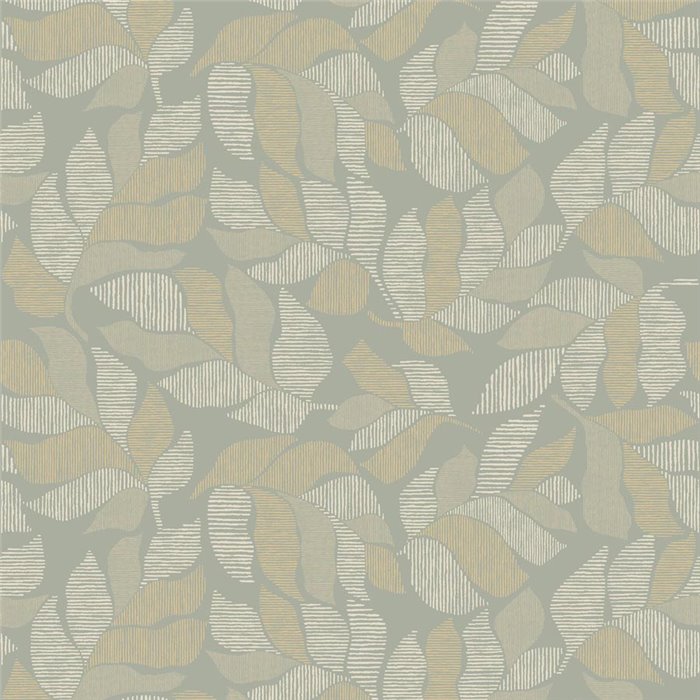 Leaf Wallpaper in Grey-Green and Beige · Casamance Tressora 76911120