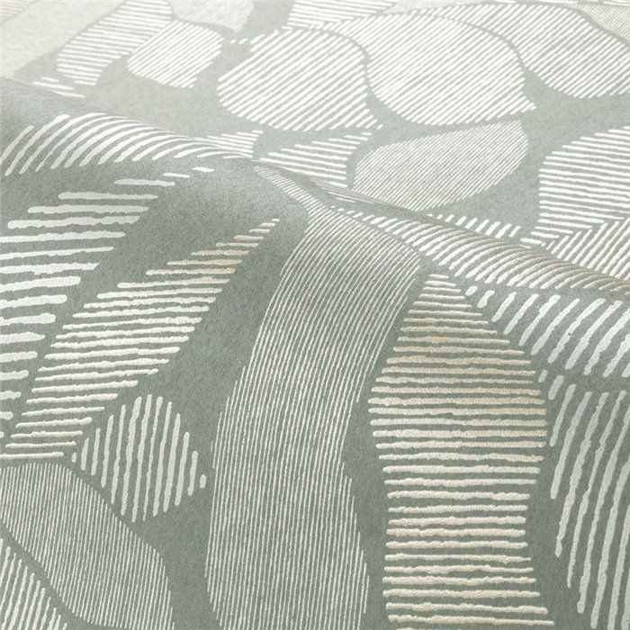 Papier peint feuilles vert grisé et beige · Casamance Tressora 76911120